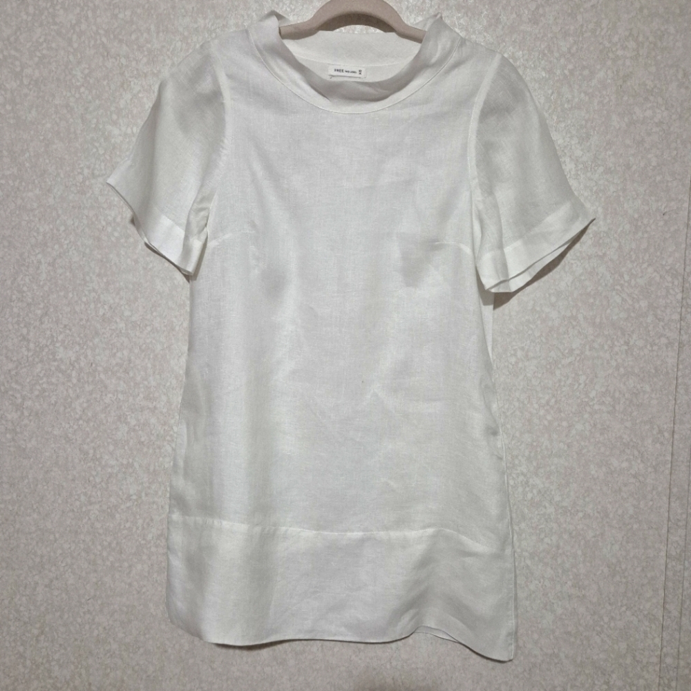FREE The Label...100%LINEN White Puff Sleeve Mandarin Collar Mini Dress..SIZE:XS